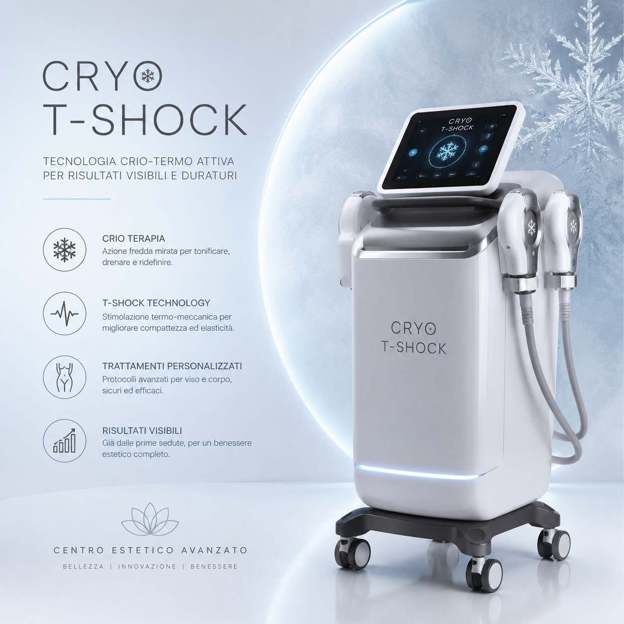 Macchinario Cryo T-Shock per crioterapia e trattamenti termo-attivi viso e corpo
